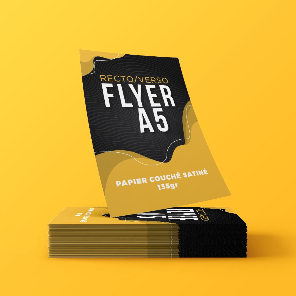 Flyers A5 - Recto (Impression numérique sur Papier couché brillant 135g, x100 unités)